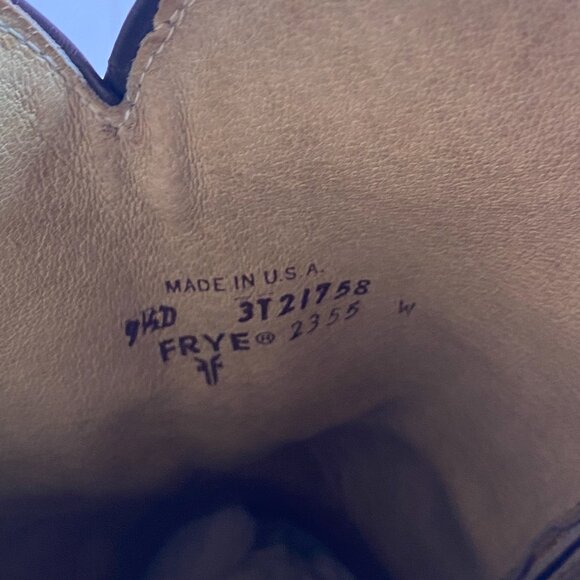 Men's 1970's,  Frye, 9.5 D,  Full Calf Cognac Brown Cowboy Boots, Made in  USA - Picture 12 of 12